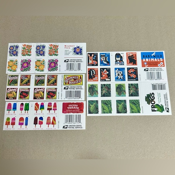 Lot of 100 USPS First Class Forever Stamps - 5 booklet books of 20 - Mixed Sets